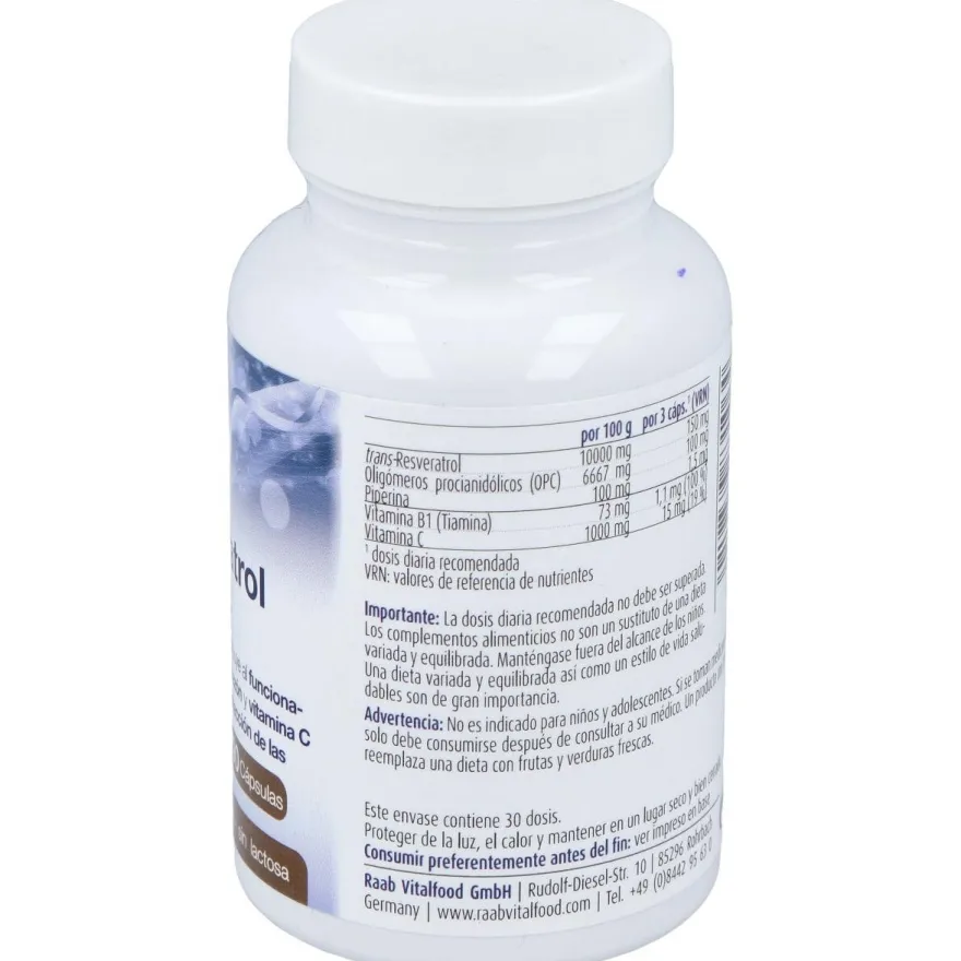 Raab Vitalfood Resveratrol Con Opc 90Caps