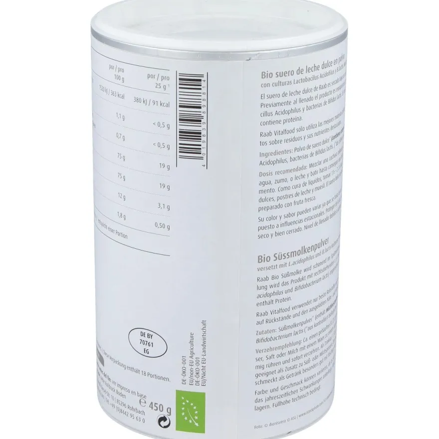 Raab Vitalfood Suero De Leche Dulce Natural Polvo 450G