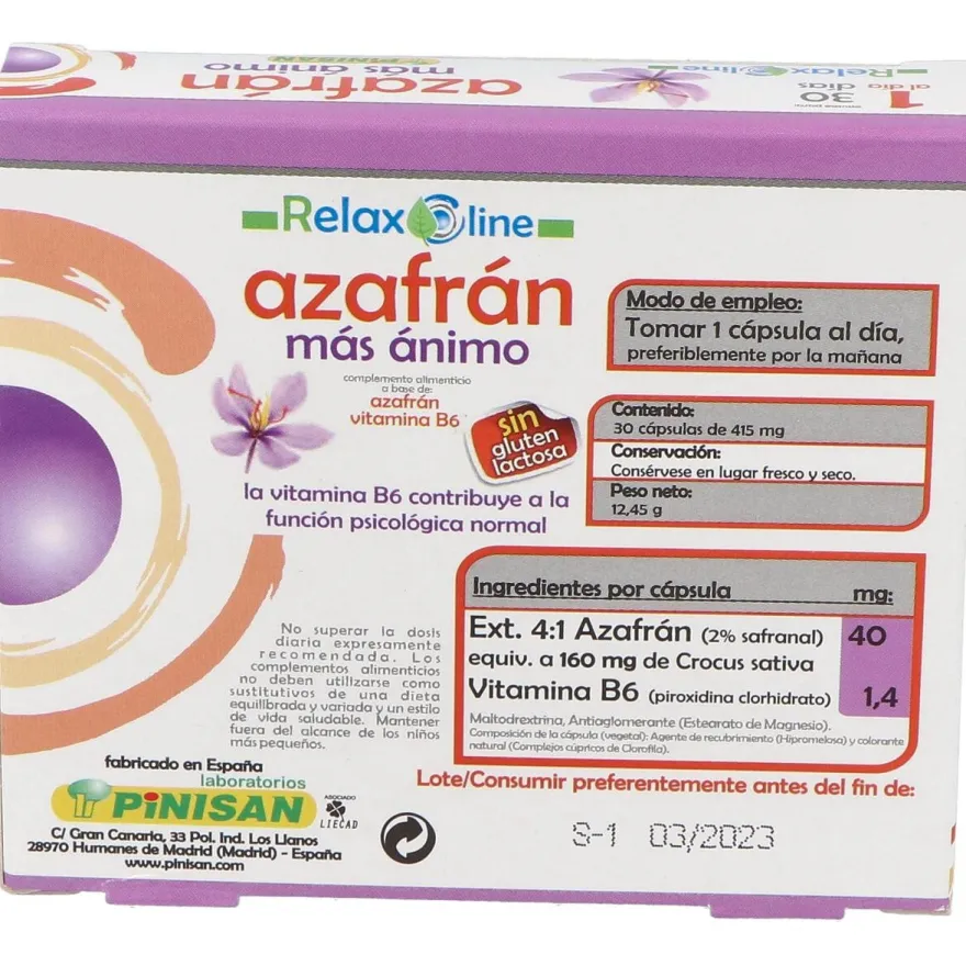 Relax Line Azafran Mas Animo 30cap - Pinisan