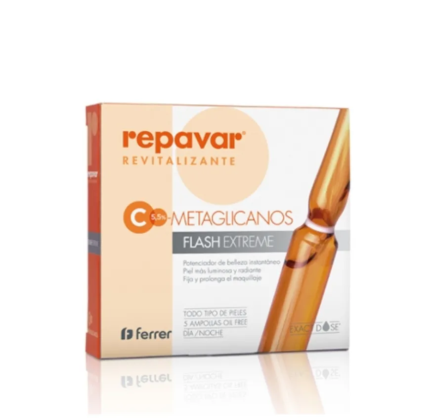 Repavar® Reevitalizante C5,5% Metaglicanos Flash Extreme, 1 ml x 5 Ampollas. - Ferrer