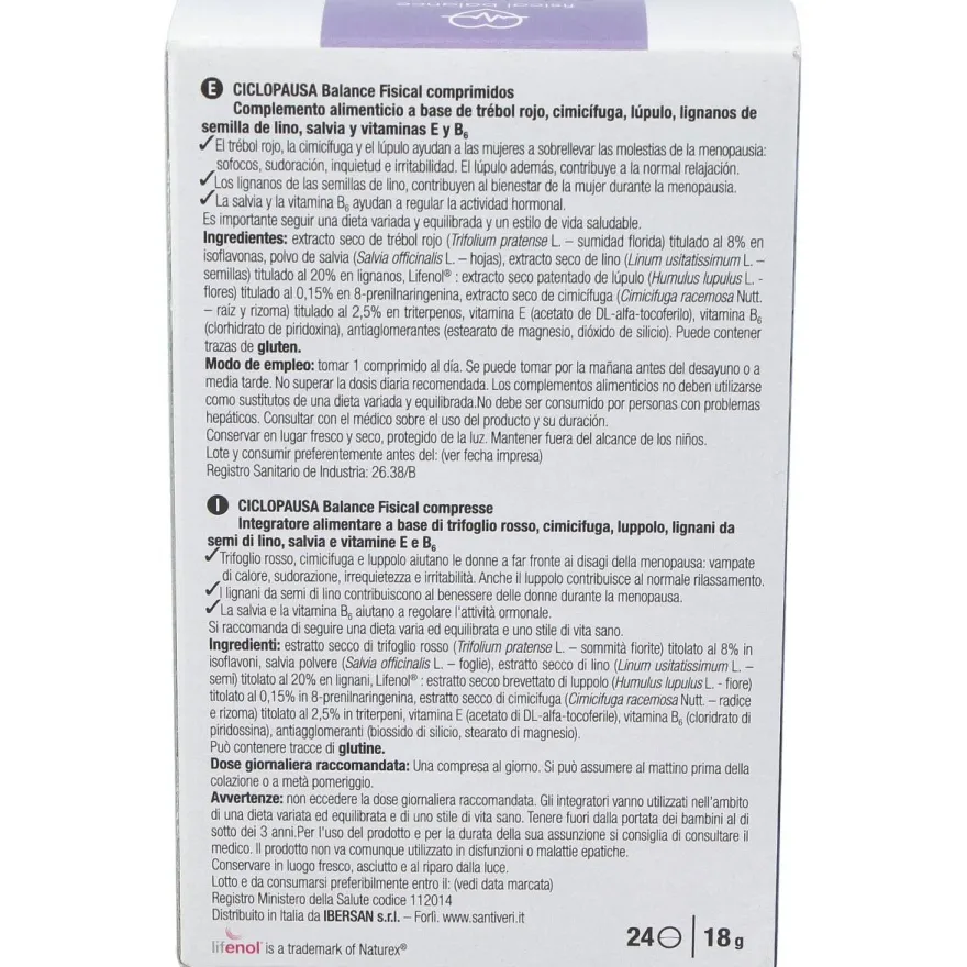 Santiveri Ciclopausa Balance Fisical 24 Cápsulas