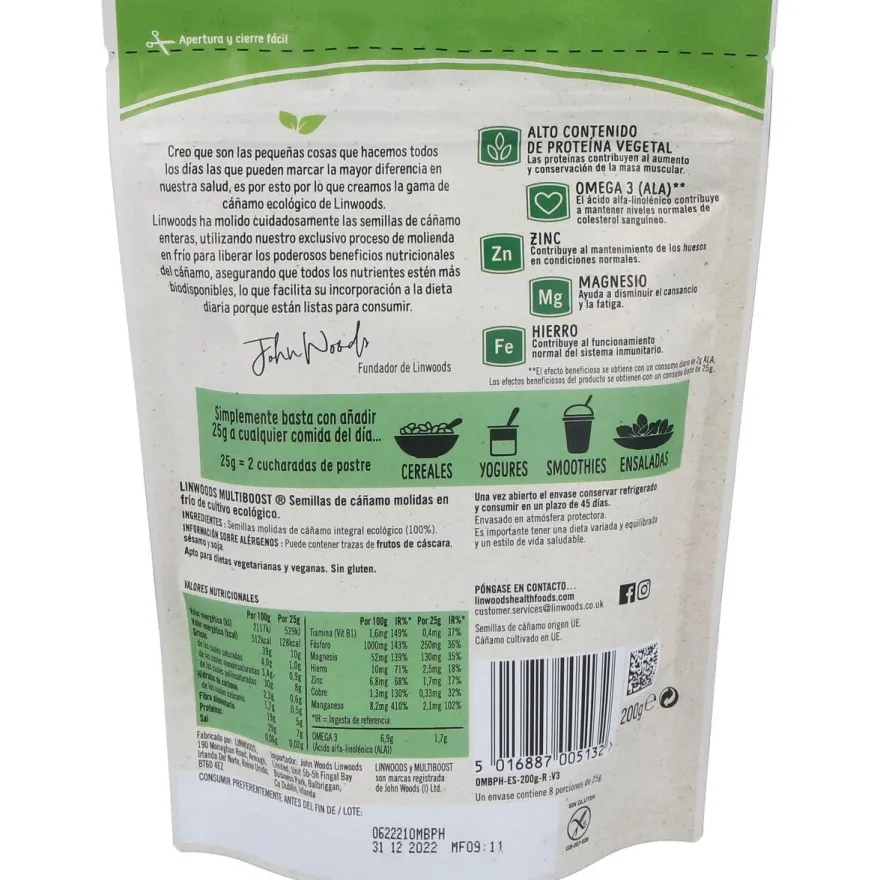 Semillas de Cañamo Molidas 200gr. Bio - Linwoods