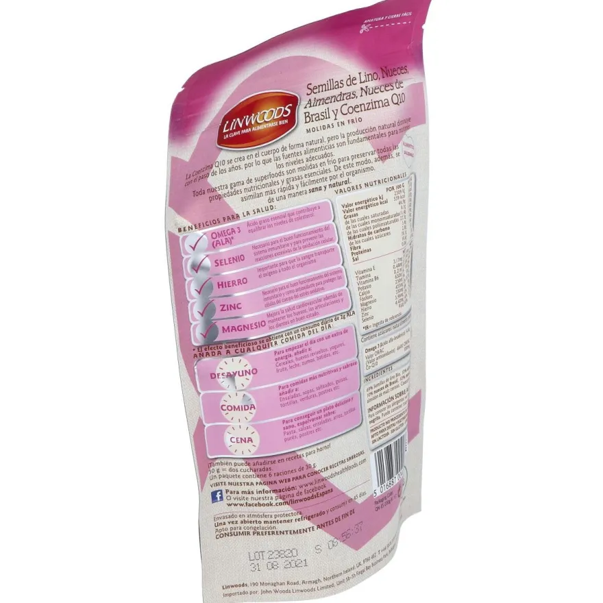Semillas de Lino con Nueces Almendras Q10 200gr - Linwoods