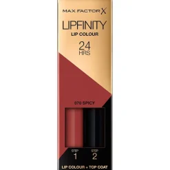 Set Lipfinity Lip Colour + Top Coat 070 Spicy Shade - Max Factor