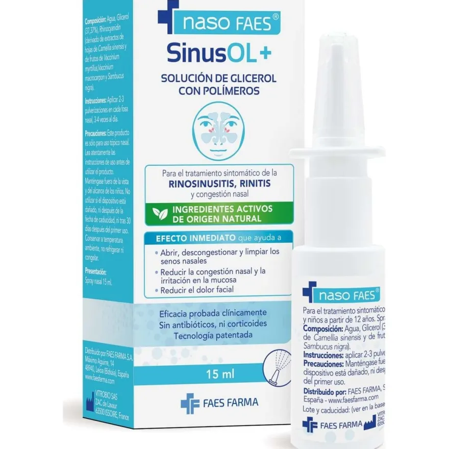 Sinusol+ Solución de Glicerol con Polímeros, 15 ml - Nasofaes