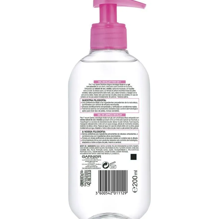 Skinactive Gel Micelar Todo En 1 200 Ml