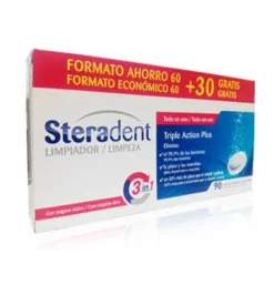 Steradent Triple Acción Plus - Limpieza Protesis Dental (90 Comprimidos) - Reckitt Benckiser