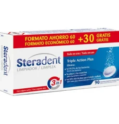 Steradent Triple Acción Plus - Limpieza Protesis Dental (90 Comprimidos) - Reckitt Benckiser