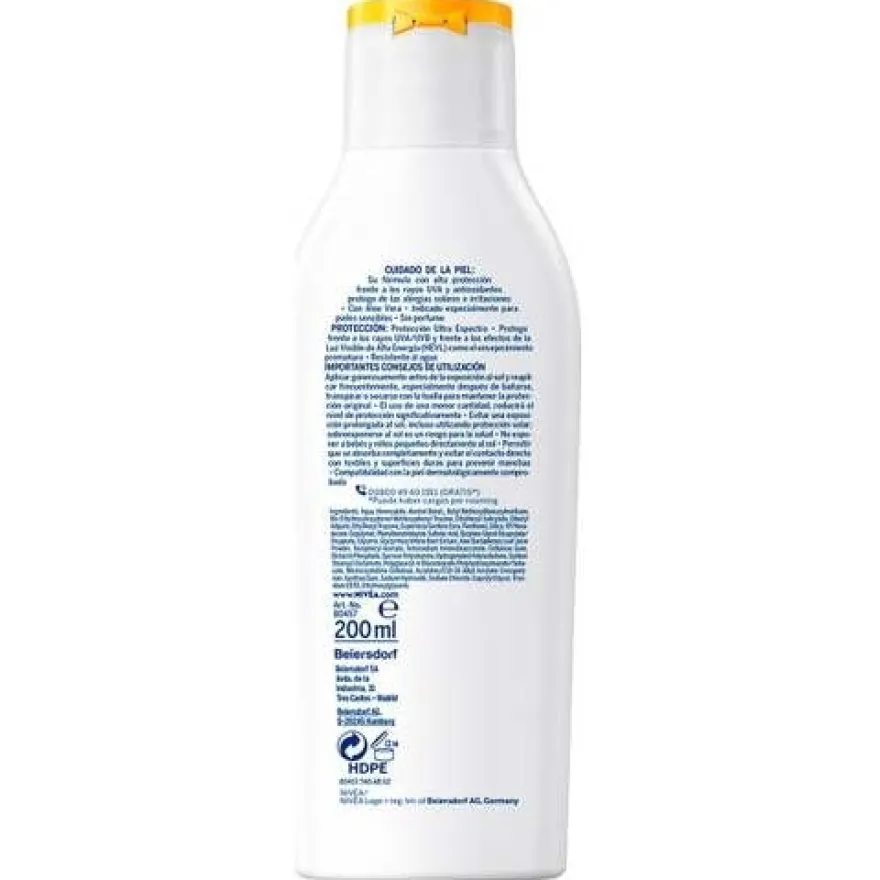 Sun Antialergias Solares Sensitive spf50+ Leche 200 ml - Nivea