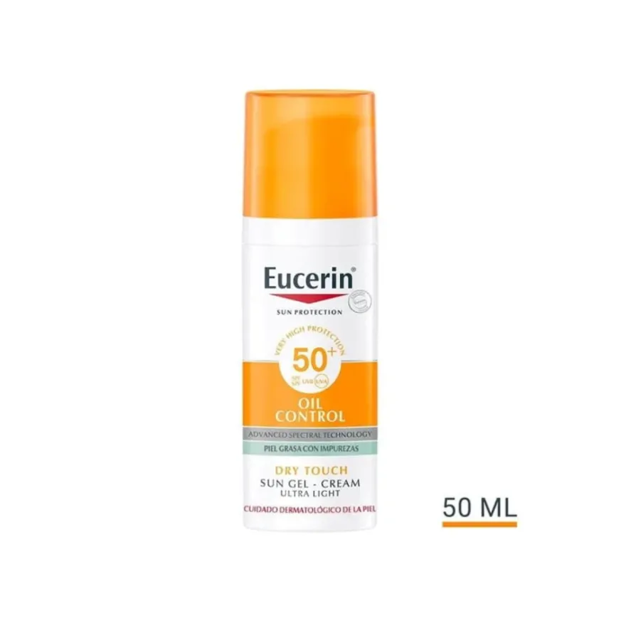 Sun Face Gel Crema Oil Control Dry Touch FPS50+, 50 ml. - Eucerin