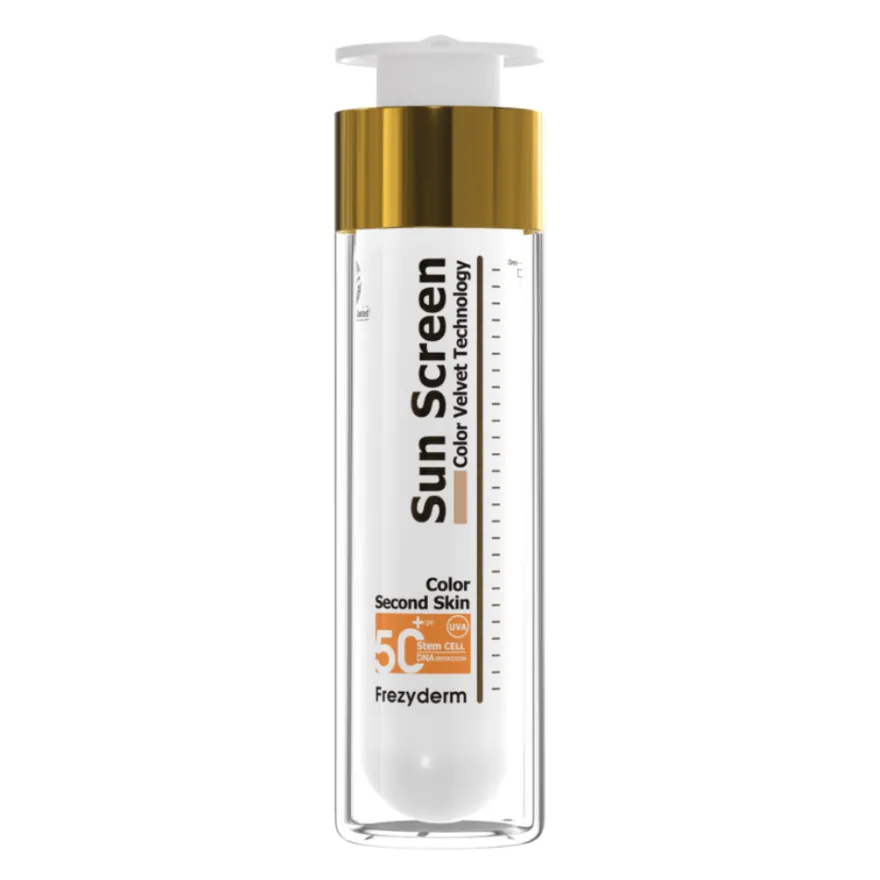 Sun Screen Color SPF 50+ Velvet Second Skin Technology, 50 ml. - Frezyderm