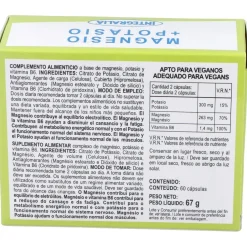 Suplemento de Magnesio, Potasio y Vitamina B6 60 Cápsulas - Integralia