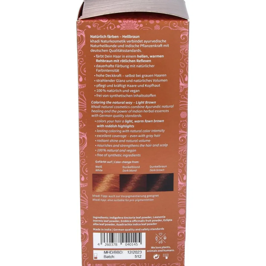 Tinte Castaño Claro 100% Veget 100g - Khadi