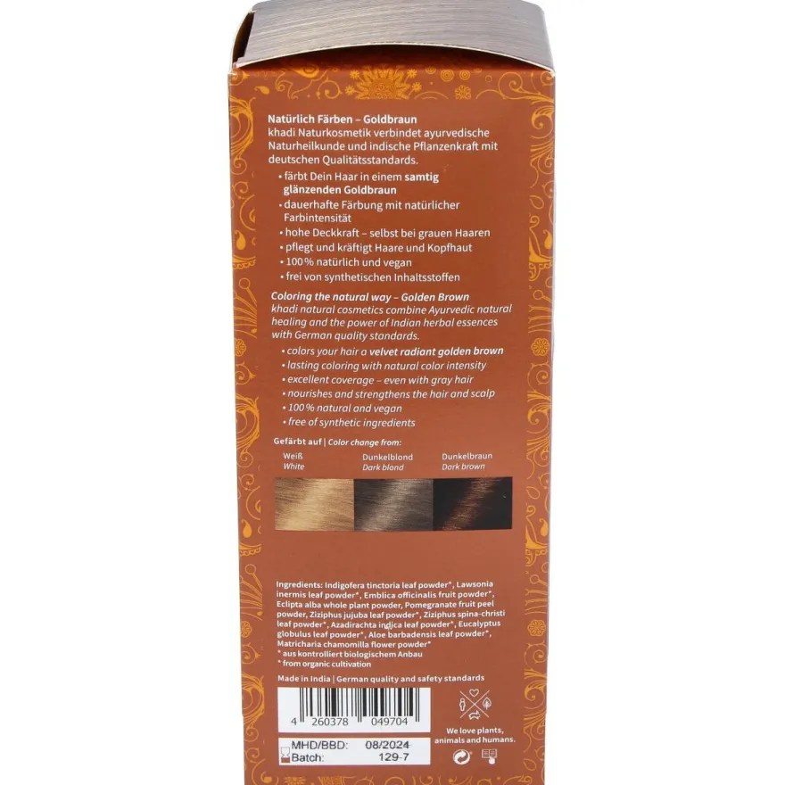 Tinte Castaño Dorado 100% Vegetal 100g - Khadi