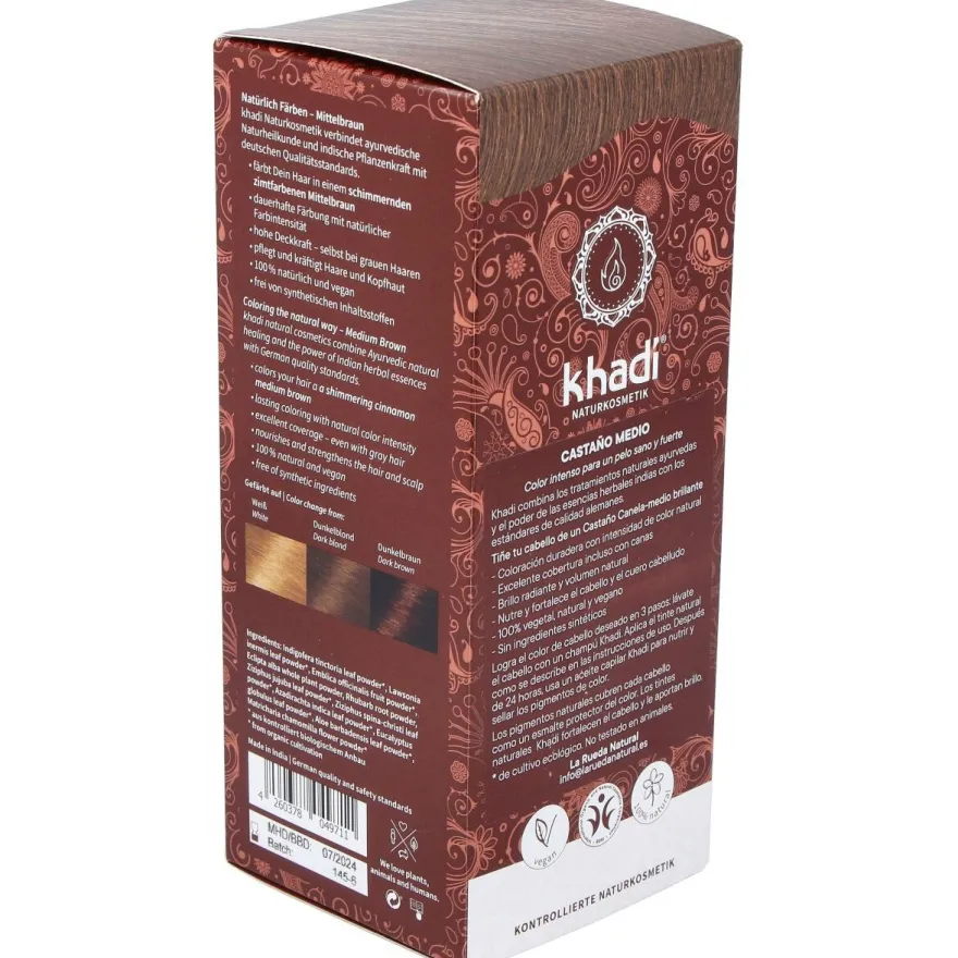 Tinte Herbal Color Castaño Medio 500gr - Khadi