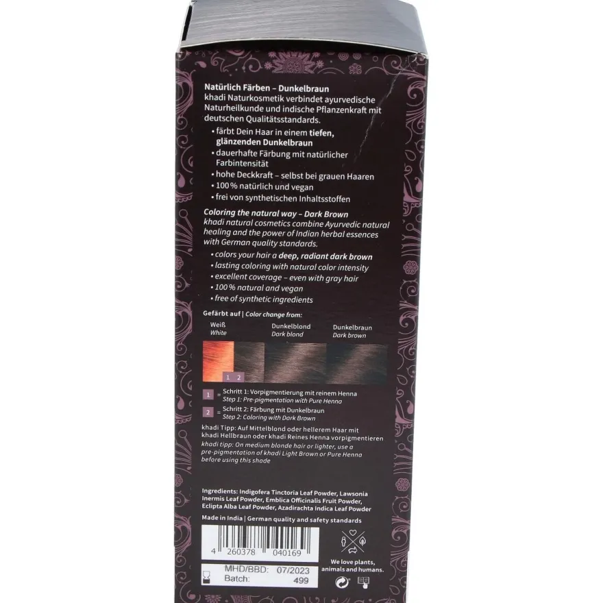 Tinte Herbal Color Castaño Oscuro 100gr. 2 - Khadi
