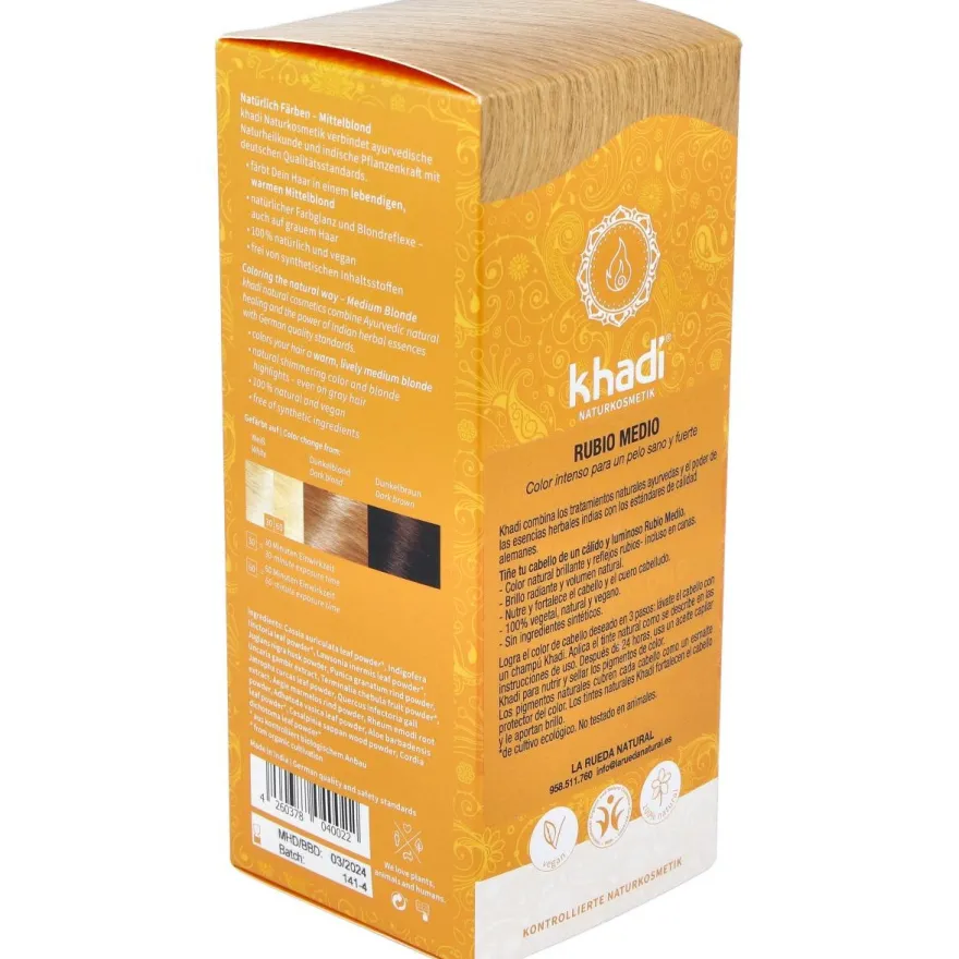 Tinte Herbal Color Rubio Medio 100gr - Khadi