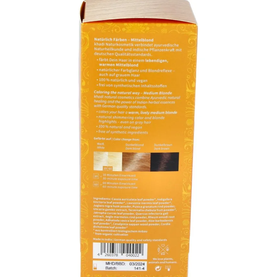 Tinte Herbal Color Rubio Medio 100gr - Khadi