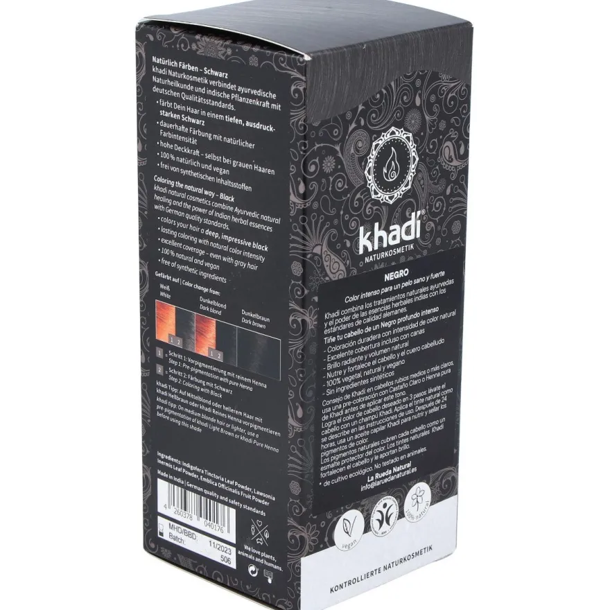 Tinte Negro Herbal 100% Vegeta 100g - Khadi