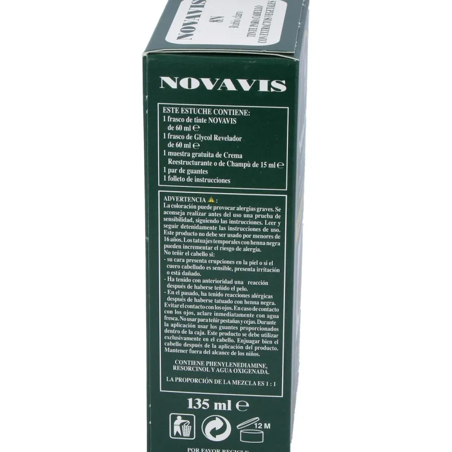 Tinte Novavis 8N Rubio Claro 120Ml.
