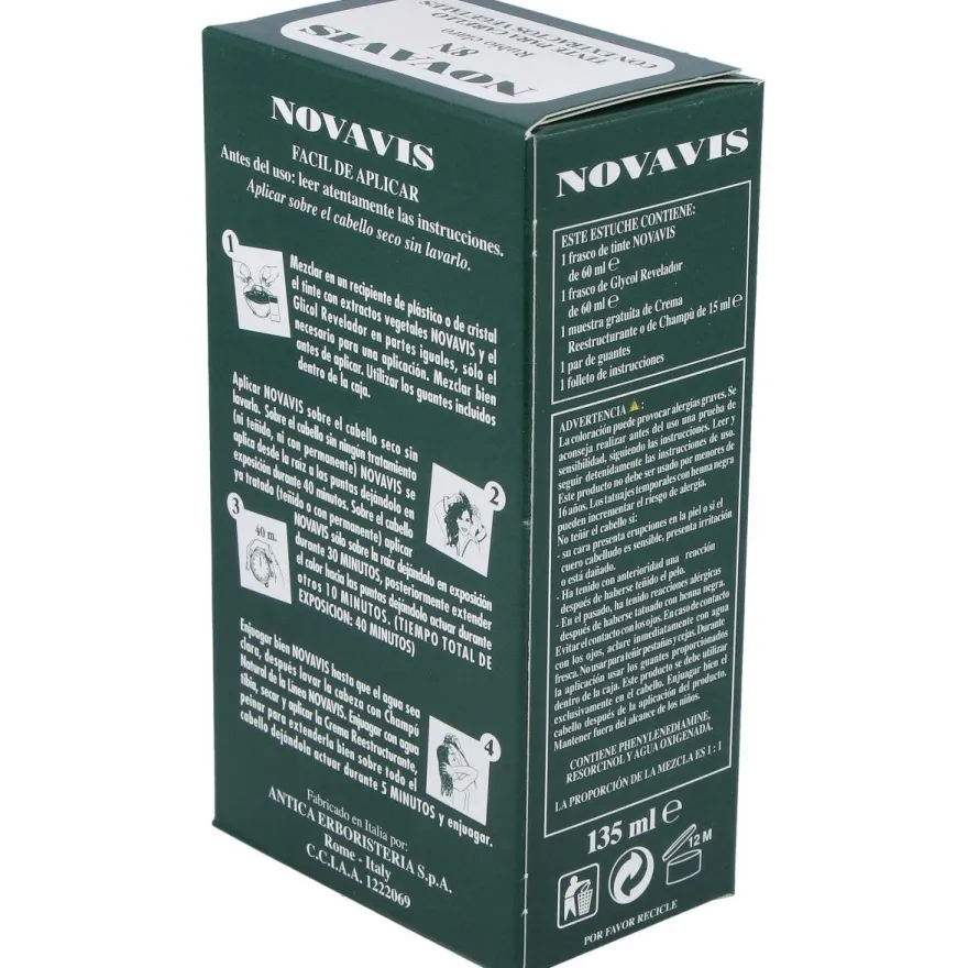 Tinte Novavis 8N Rubio Claro 120Ml.