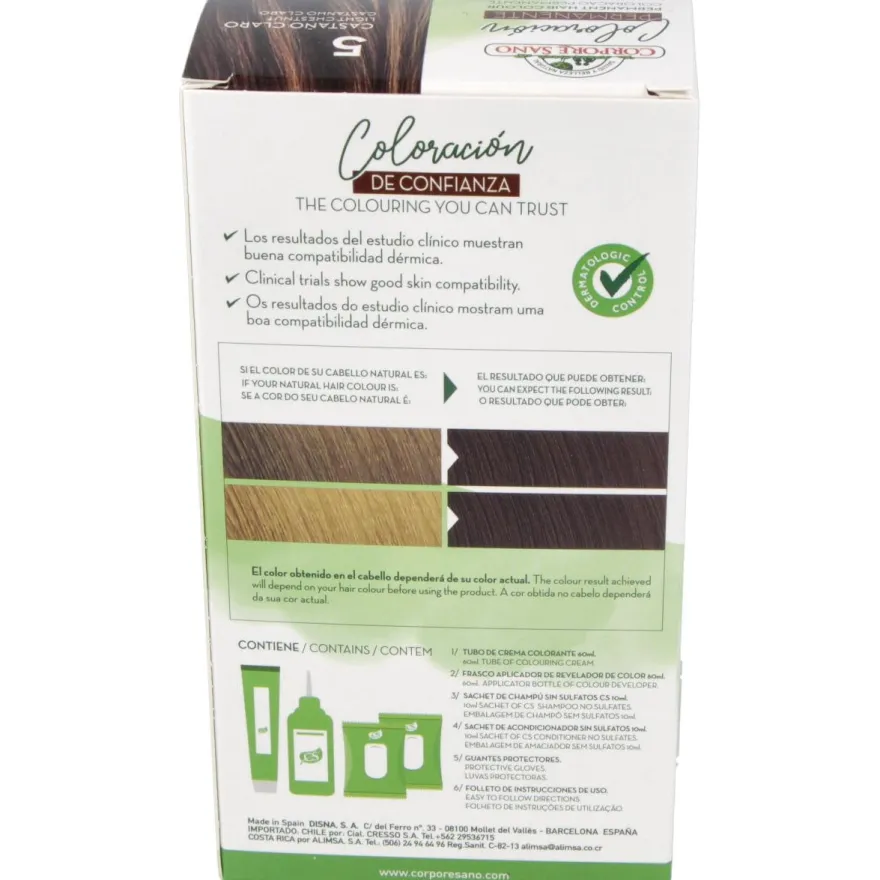 Tinte Permanente Nº 5 Castaño Claro 140ml - Corpore Sano