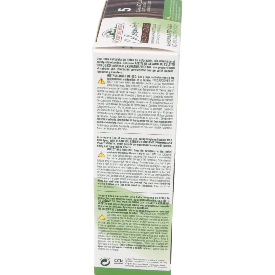 Tinte Permanente Nº 5 Castaño Claro 140ml - Corpore Sano