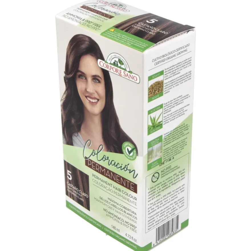 Tinte Permanente Nº 5 Castaño Claro 140ml - Corpore Sano