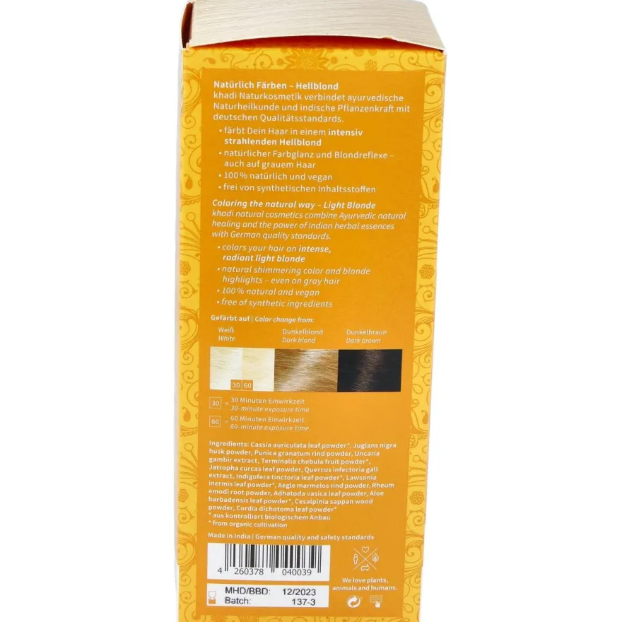Tinte Rubio Claro 100% Vegetal 100g - Khadi