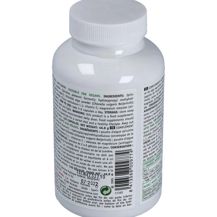 Triple Alga Chlorella Espirulina Fucus 120 Cap Intersa
