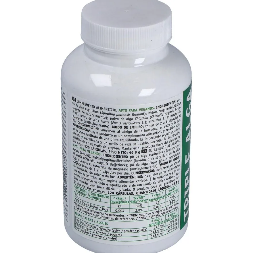 Triple Alga Chlorella Espirulina Fucus 120 Cap Intersa