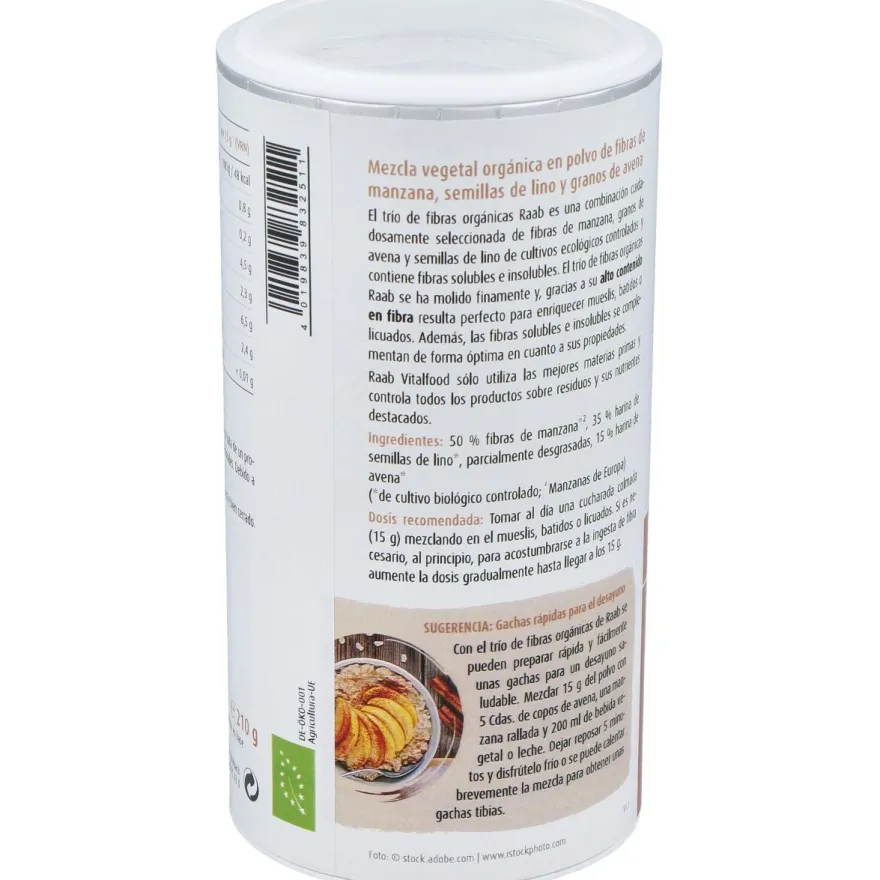 Trío Fibras Manzana Avena Lino Bio Vegano 210g - Raab Vitalfood