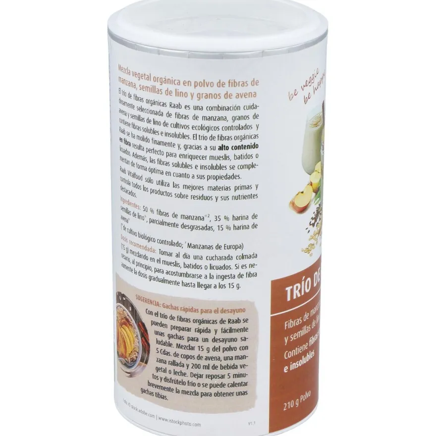 Trío Fibras Manzana Avena Lino Bio Vegano 210g - Raab Vitalfood