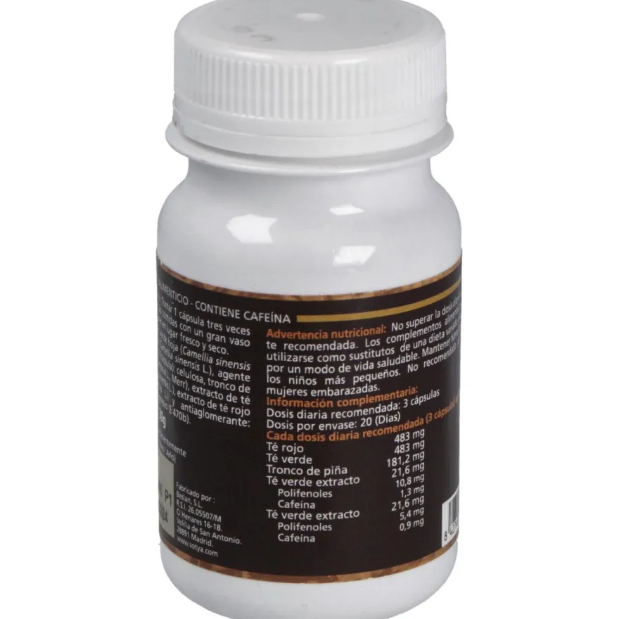 Té Rojo + Té Verde + Piña 500mg 60cáps - Sotya
