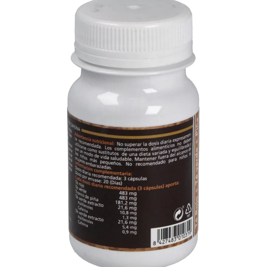 Té Rojo + Té Verde + Piña 500mg 60cáps - Sotya