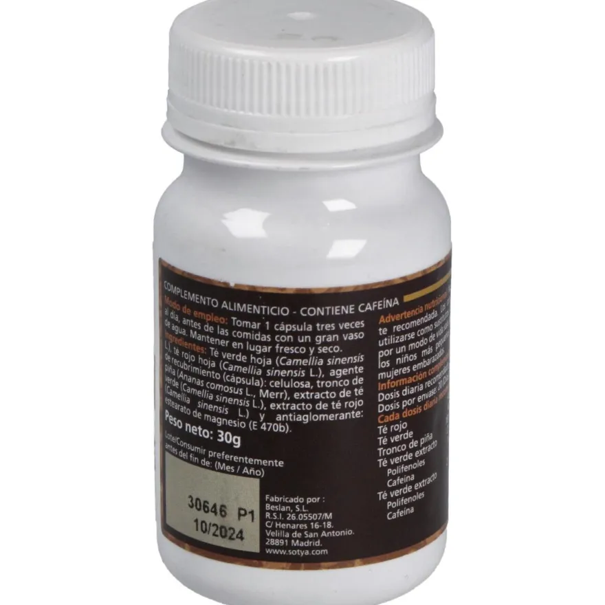 Té Rojo + Té Verde + Piña 500mg 60cáps - Sotya