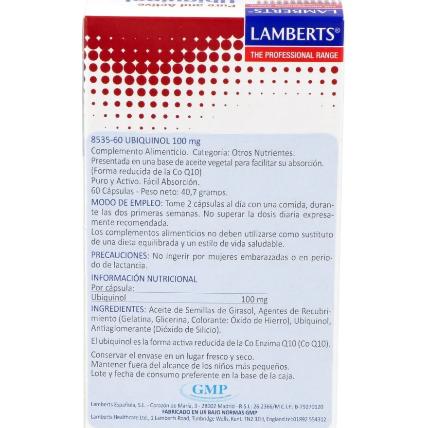 Ubiquinol 100mg. 60cap - Lamberts
