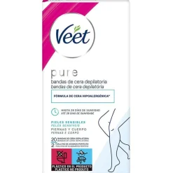 Veet Pure Bandas De Cera Depilatoria Piernas Y Cuerpo Piel Sensible 20Uds