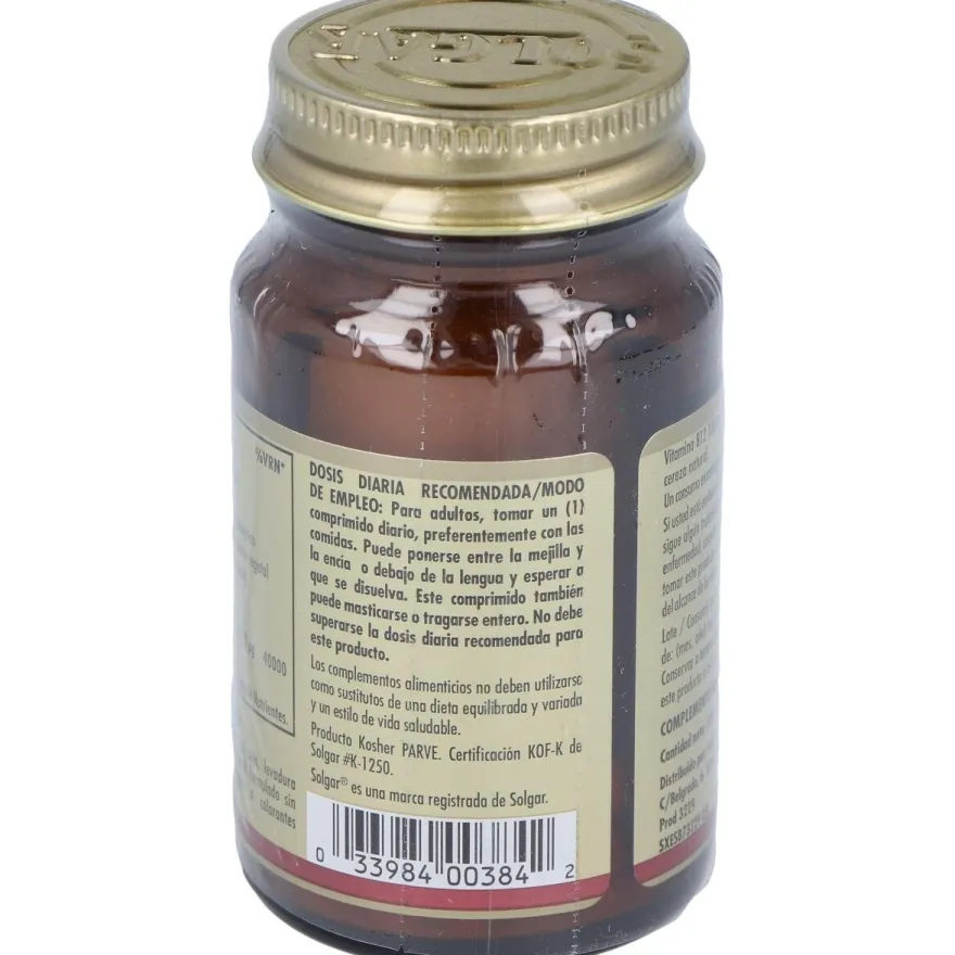Vitamina B12 Cianocobalamina 1000mcg. 100comp.mast - Solgar