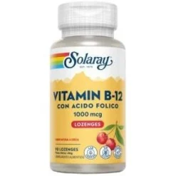 Vitamina B12 + Ácido Fólico 1000mg Sublingual 90comp - Solaray