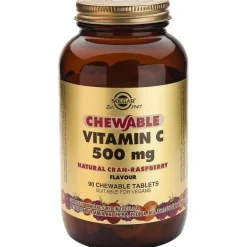 Vitamina C 500mg Masticable Sabor Arándano y Frambuesa 90comp - Solgar