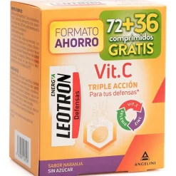 Vitamina C Triple Acción Comprimidos Efervescentes 72 + 36 De Regalo Naranja 54 U