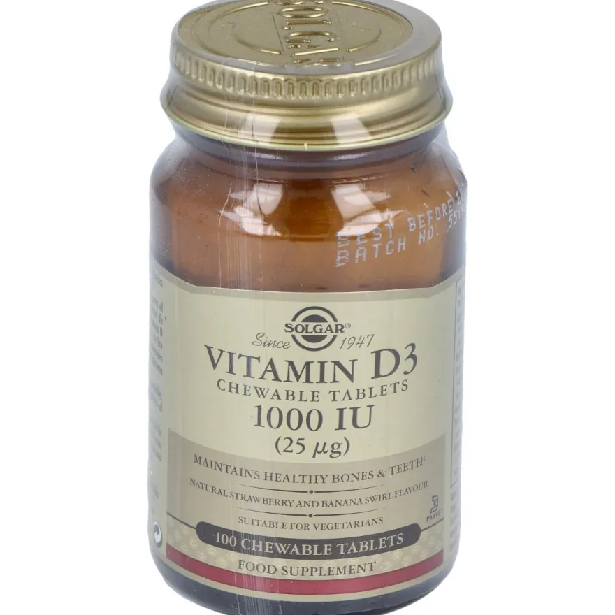 Vitamina D3 1000 Iu 25 Μg Comprimidos Masticables 100 u - Solgar
