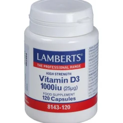 Vitamina D3 1000 Ui (25μg) 120 Cápsulas - Lamberts