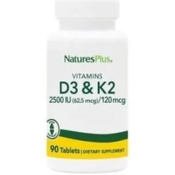 Vitamina D3 2500ui Vitamina K2 120mcg 90comp - Natures Plus