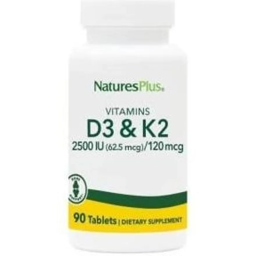 Vitamina D3 2500ui Vitamina K2 120mcg 90comp - Natures Plus