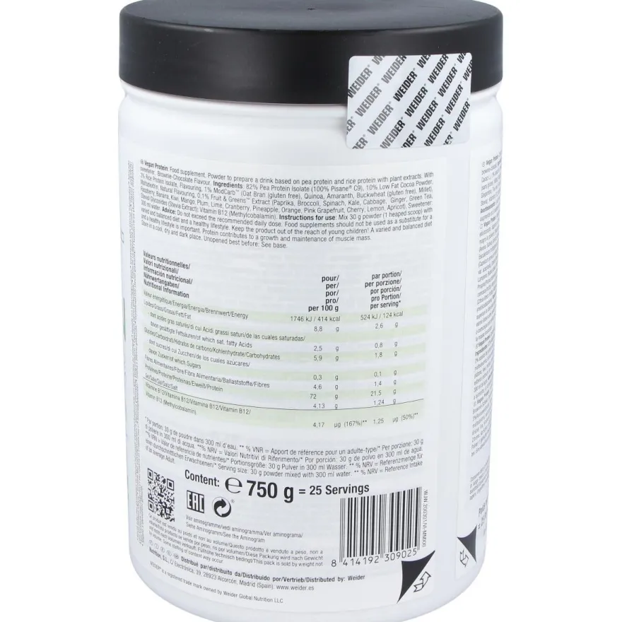 Weider Vegan Protein Chocolate 750Gr. 2