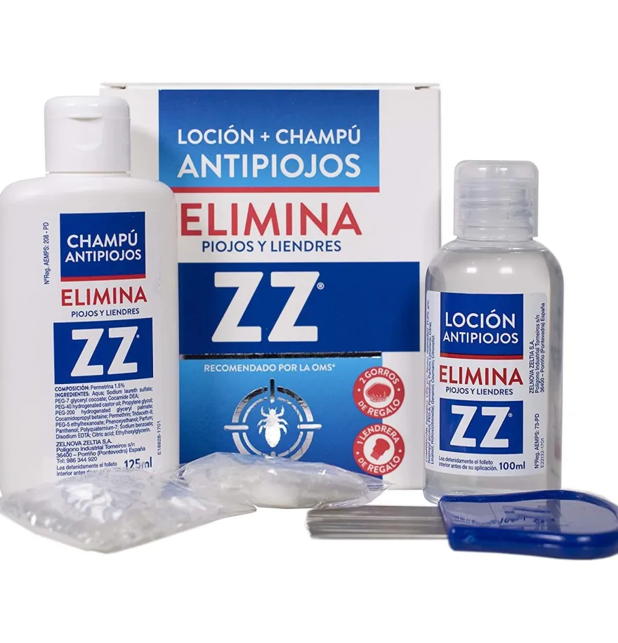 Zz Locion + Champú Antipiojos, 100 ml +125 ml - Zelnova S.a